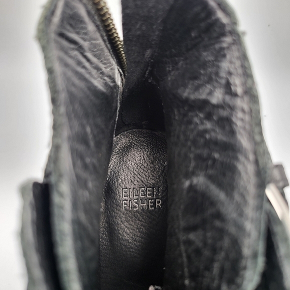 Eileen Fisher Pebbled Leather Black ankle boots Size 10 - Picture 7 of 11